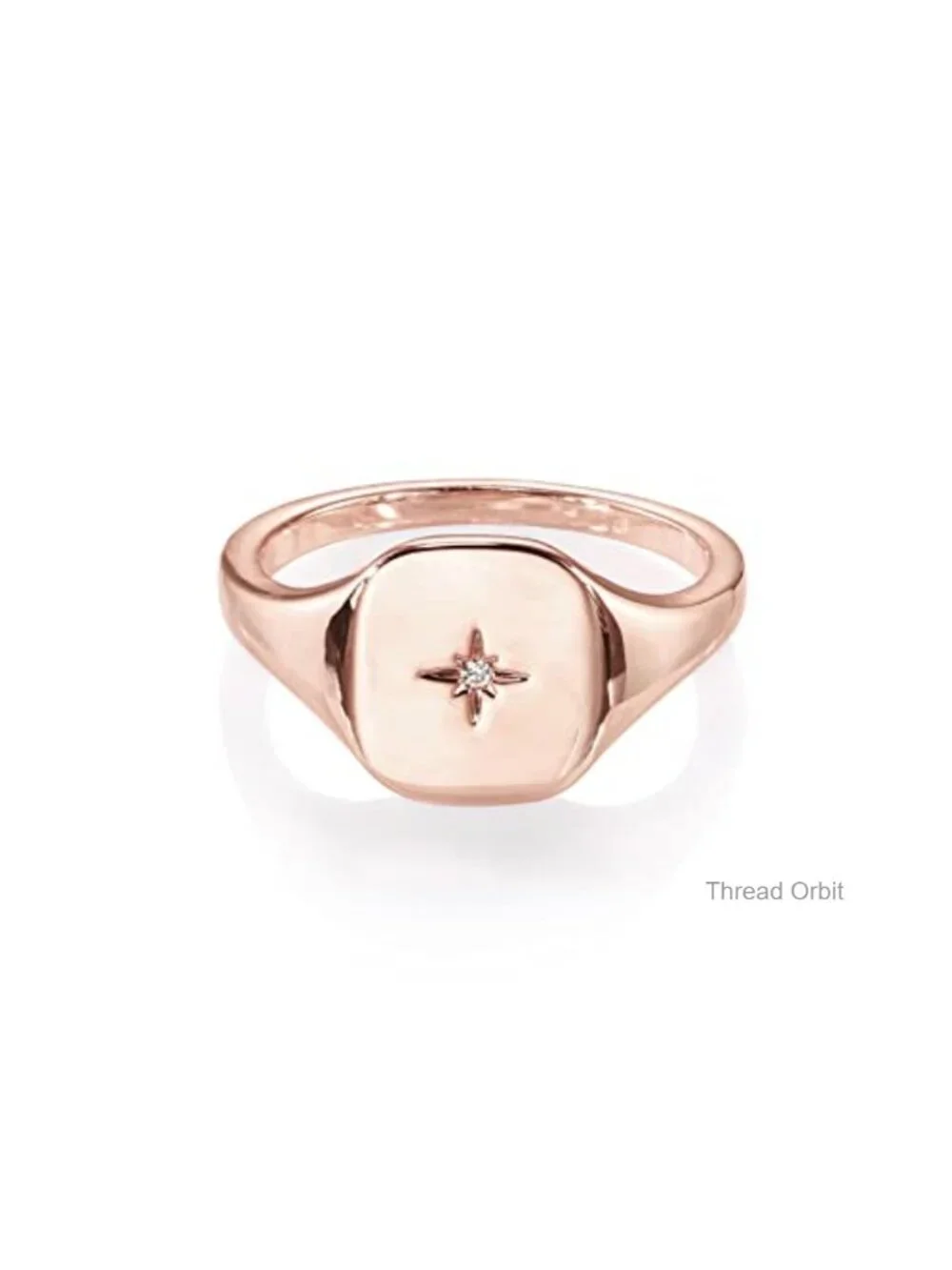 14K Gold Plated Engraved Signet Ring with Cubic Zirconia Stacking Ring
